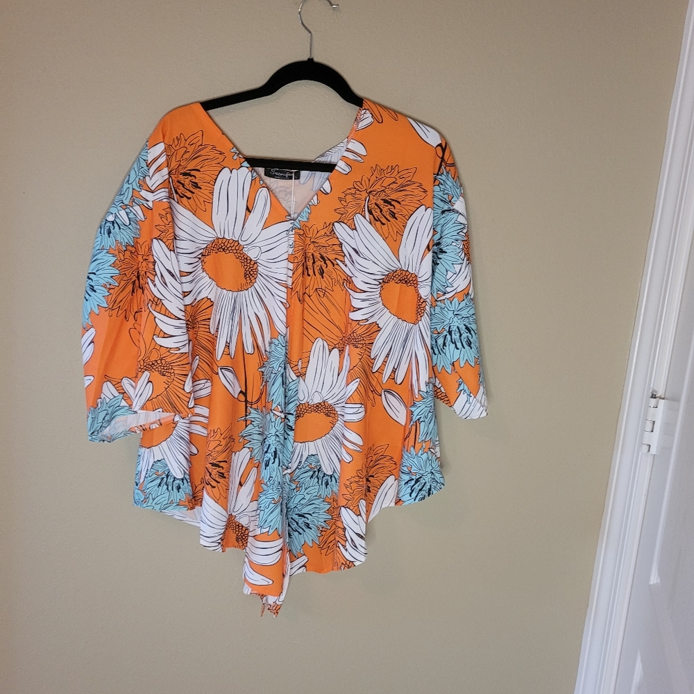 Sucrefas orange & white blouse/tunic. - Picture 3 of 15
